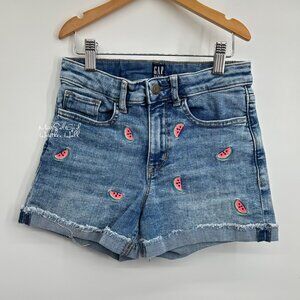 Gap Denim Watermelon Embroidered Stretch Shorts Size 10